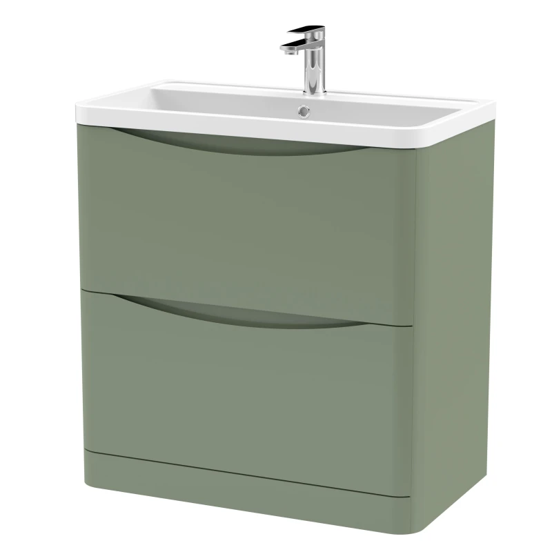 Image of Balterley Floor Standing 2 Drawer Vanity Basin Unit Polymarble Basin Green 800mm Green