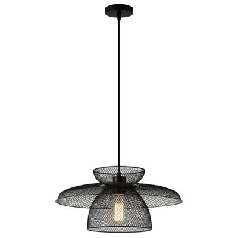 Image of Harper Living Black Pendant Ceiling Light With Metal Mesh Shade, Pendant Light For Kitchen Hallway Living Room Dining Room