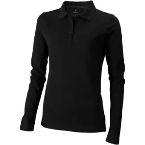 image of Elevate Oakville Long Sleeve Ladies Polo Shirt (M) (Solid Black)