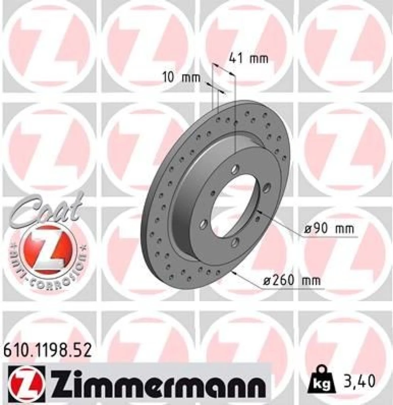 Image of ZIMMERMANN Brake disc ZIMMERMANN 610.1198.52