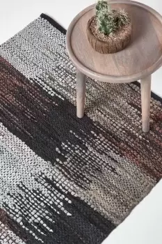 Image of Real Leather Handwoven Cutshuttle Rug