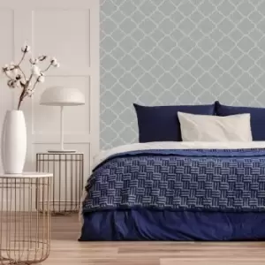 Image of Superfresco Silk Sparkle Trellis Silver Wallpaper - Grey