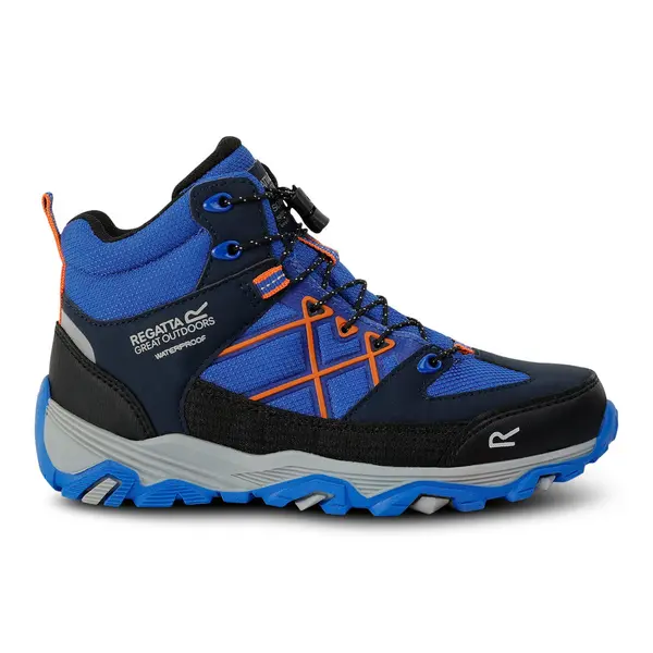 image of Regatta Boys Samaris III Walking Boots UK Size 9 (EU 28) Oxford Blue/Orange RKF834B-KA3-9