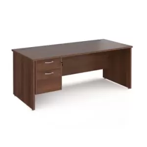 image of Office Desk Rectangular Desk 1800mm With Pedestal Walnut Top And Panel End Leg 800mm Depth Maestro 25 MP18P2W