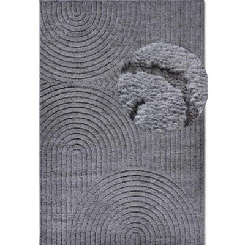 Image of The Rugs New York Design Rug Runner Panglao Polyester Geometric High Low Rug In Dark Grey
