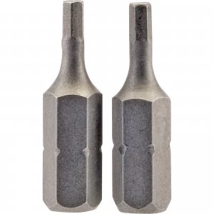 image of Draper Hex Screwdriver Bit Hex 2.5mm 25mm Pack of 2