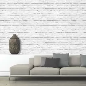 image of Muriva Novelties Painted Wallpaper, White Brick