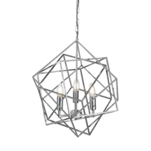 image of Cube 3 Light Ceiling Pendant Chrome, E14