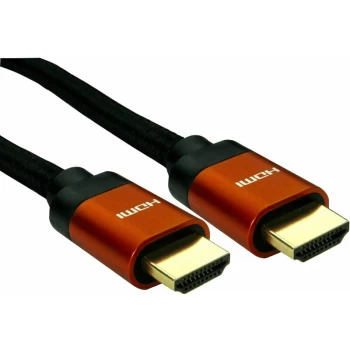 image of 16-1755 1m 8K HDMI 28AWG Copper/Orange Hood Black Braided Cable - Truconnect