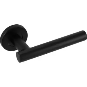 Eclipse Petra Lever On Rose Door Handles (Pair) in Matt Black Stainless Steel