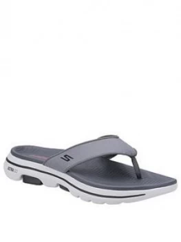 Image of Skechers Gowalk 5 Flip Flops, Charcoal, Size 7, Men