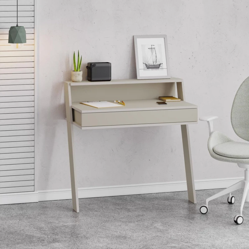 Image of FWStyle FWStyle 1 Drawer Modern Home Office Sandstone Desk Wallmounted in Grey Grey One Size Unisex 8683628019689