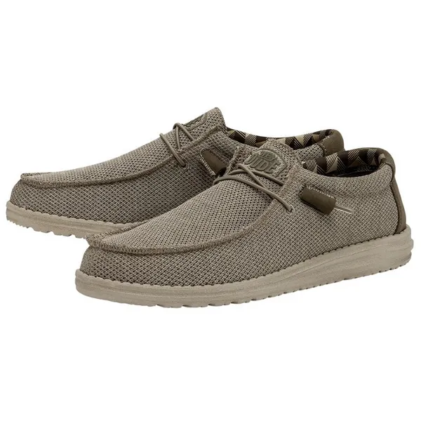 image of Hey Dude Mens Wally Sox Slip On Trainers Shoes - UK 7 Beige male GDE2663BEI7