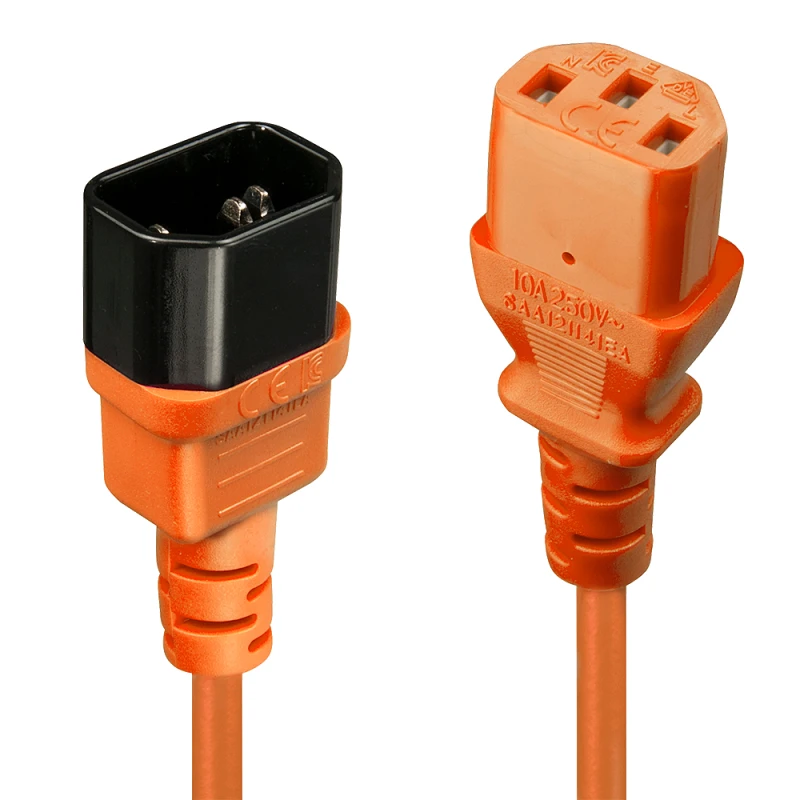 Image of Lindy 0.5m IEC Extension Cable. Orange