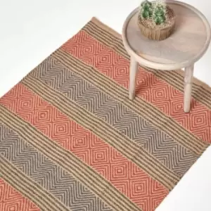 Image of Multicolour Geometric Patterned Jute Rug, 120 x 180cm - Multi Colour - Homescapes