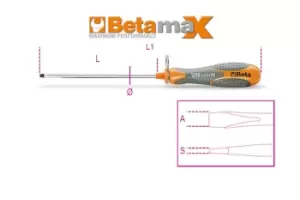 Image of Beta Tools 1290HS H-Safe Tethered Flat/Slotted Screwdriver 0.4 x 2.5 x 75mm