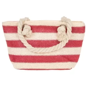 image of Straw Weave Striped Handbag Pink