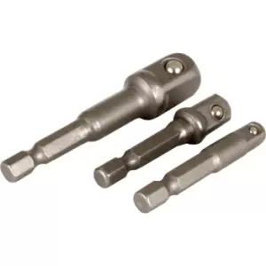 Image of Adaptors for using socket set accessories in power drill.
Set for 1/4", 3/4" & 1/2" square drive sockets.
For nuts, bolts & other hexagon-headed fas