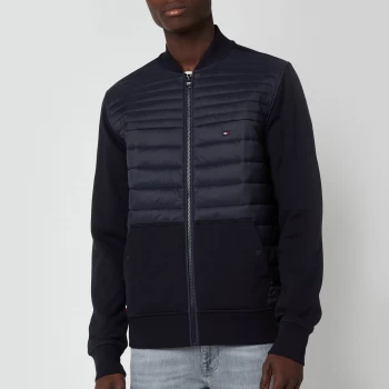 Image of Tommy Hilfiger Mens Mixed Media Baseball Jacket - Desert Sky - L