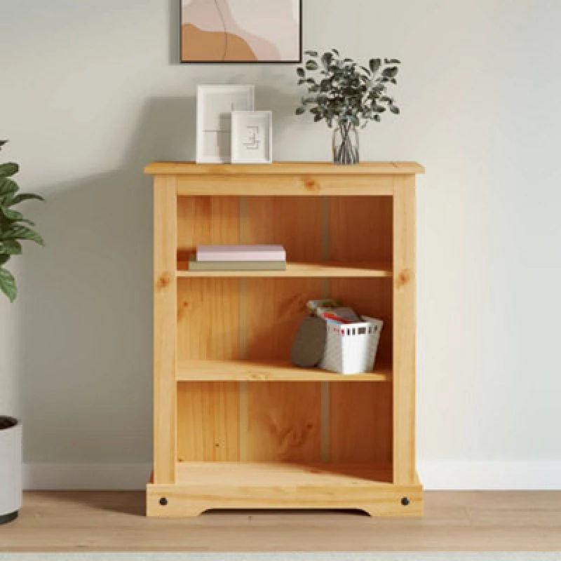 Image of vidaXL 3-Tier Bookcase Mexican Pine Corona Range Display Shelf Storage Cabinet
