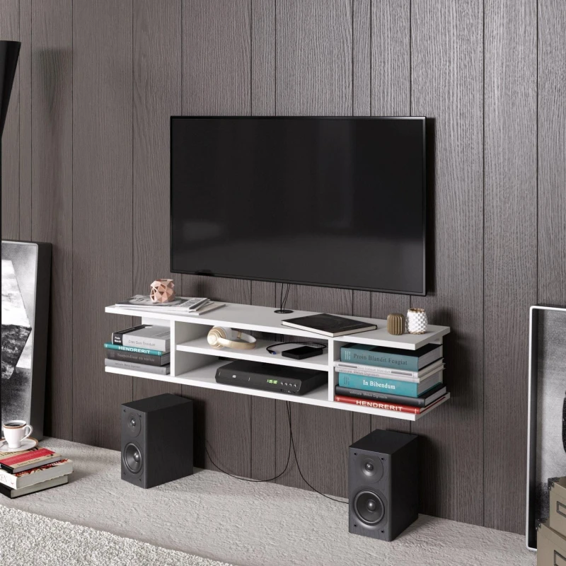 Image of Decorotika Pivot Floating TV Stand TV Unit for TVs up to 50" in White White Unisex