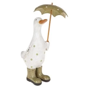 image of Polka Dot Brolly Duck Green Ornament