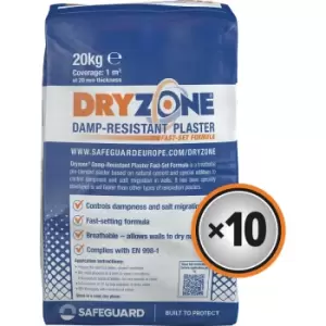 image of Safeguard Dryzone Fast Set Renovation Plaster 20kg (10 Pk)