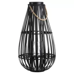 Image of Large Floor Standing Domed Wicker Lantern With Rope Detail