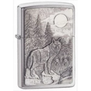 image of Zippo Timberwolves Emblem Brushed Chrome Windproof Lighter