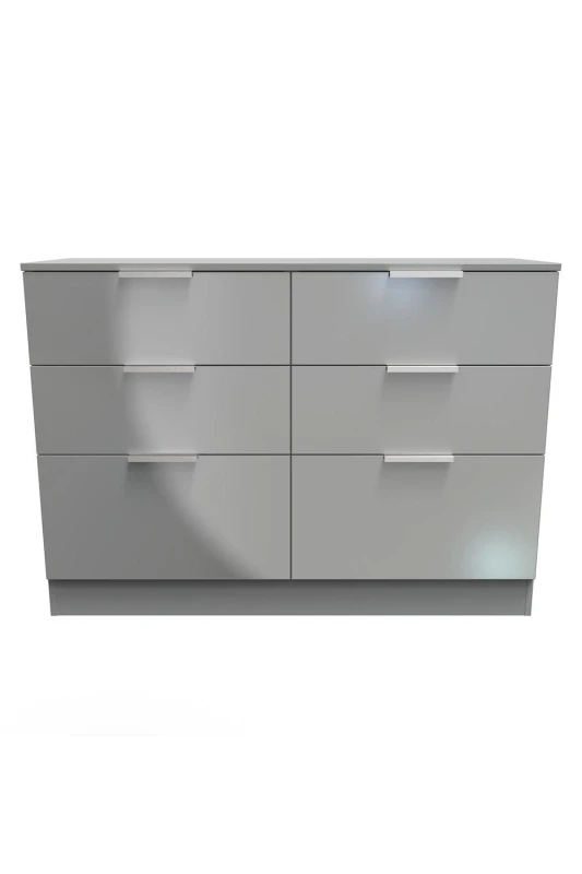 Image of Poole 6 Drawer Wide Chest In Uniform Grey & Dusk Grey (Ready Assembled)