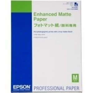 image of Original Epson A2 Enhanced Matte Paper 50 Sheets White