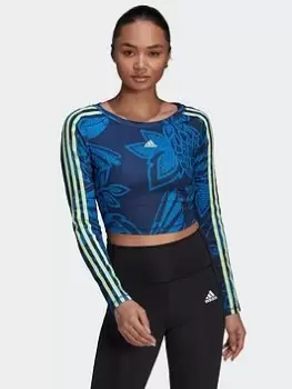 image of adidas Farm Rio Crop Long Sleeve Sweatshirt, Black Size M Women