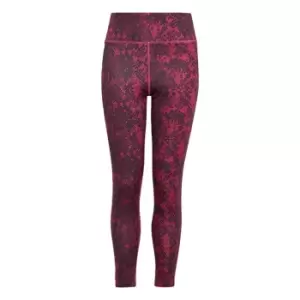 Image of adidas AEROREADY Animal-Print Optime 7/8 High-Rise Pocket - Semi Lucid Fuchsia / Carbon /