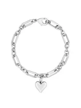 Image of Lipsy Lipsy Silver Polished Heart Bracelet, Silver, Women