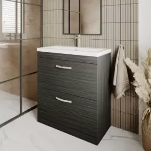 image of Athena Floor Standing 2-Drawer Vanity Unit with Basin-4 800mm Wide - Charcoal Black - Nuie