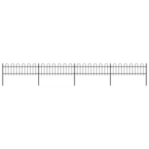 Image of Vidaxl Garden Fence With Hoop Top Steel 6.8X0.6 M Black