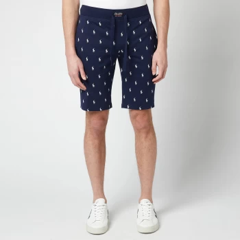 Image of Polo Ralph Lauren Mens All Over Print Slim Lounge Shorts - Cruise Navy - M