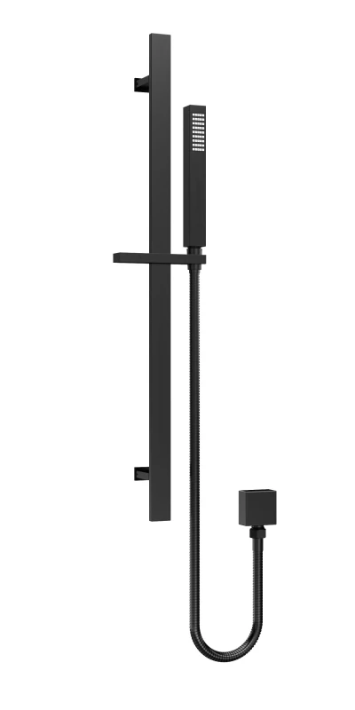 Image of Balterley Rectangular Slider Rail Kit with Outlet Elbow Matt Black Black
