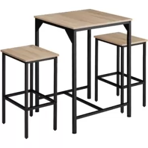Image of Dining table and chairs Inverness - bar stools, dining table set, bar table - industrial wood light, oak Sonoma - industrial wood light, oak Sonoma