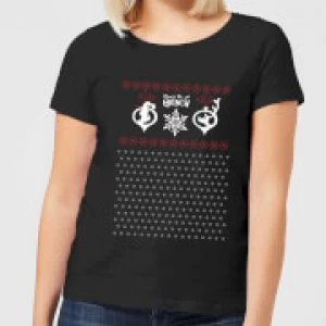 Image of The Grinch Pattern Womens Christmas T-Shirt - Black