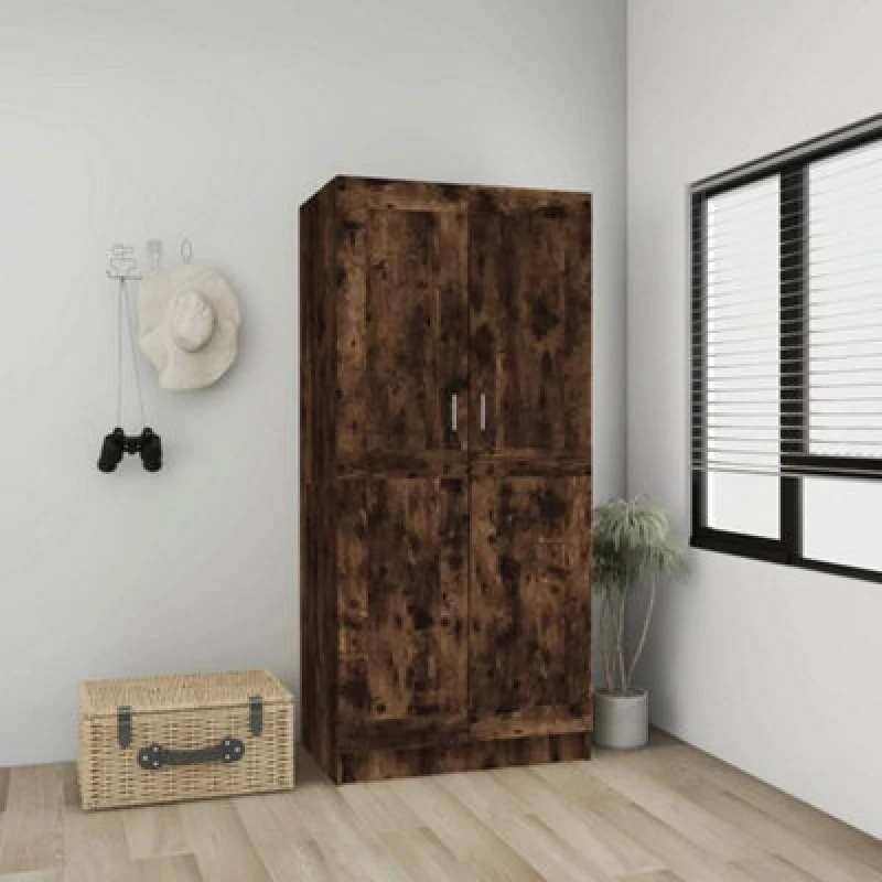 Image of Vidaxl Wardrobe Smoked Oak 82.5X51.5X180 Cm Engineered Wood