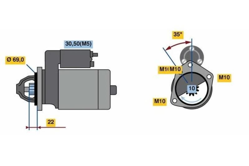Image of Starter motor Bosch 0 986 023 870