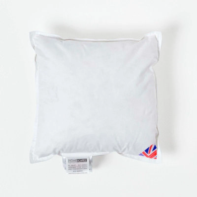 Image of HOMESCAPES Duck Feather Cushion Pad - Luxury Cushion Filler and Inserts 35 x 35cm (14 x 14) - White - Homescapes SF1213M-EU