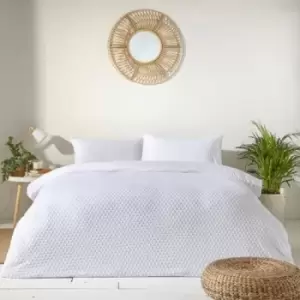 Image of The Linen Yard Tufted Polka Dot Duvet Cover Set (Double) (White)