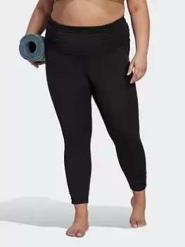 Image of adidas Yoga Studio Gathered 7/8 Tights (plus Size), Black, Size 3X, Women