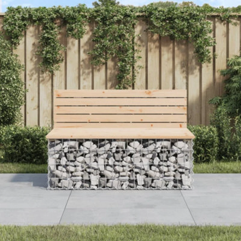 Image of vidaXL Garden Bench Gabion Design 103x70x65cm Solid Wood Pine, Brown 834374
