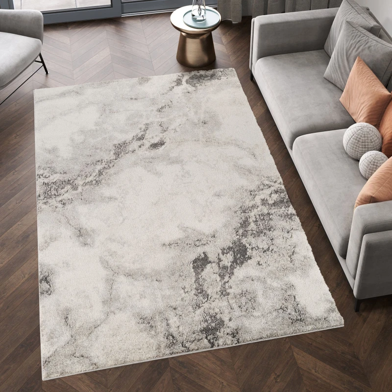Image of Essence Living Room Area Rug Oragnic Abstract Design Contemporary Hallway Runner Indoor Rug- Grey 60X220