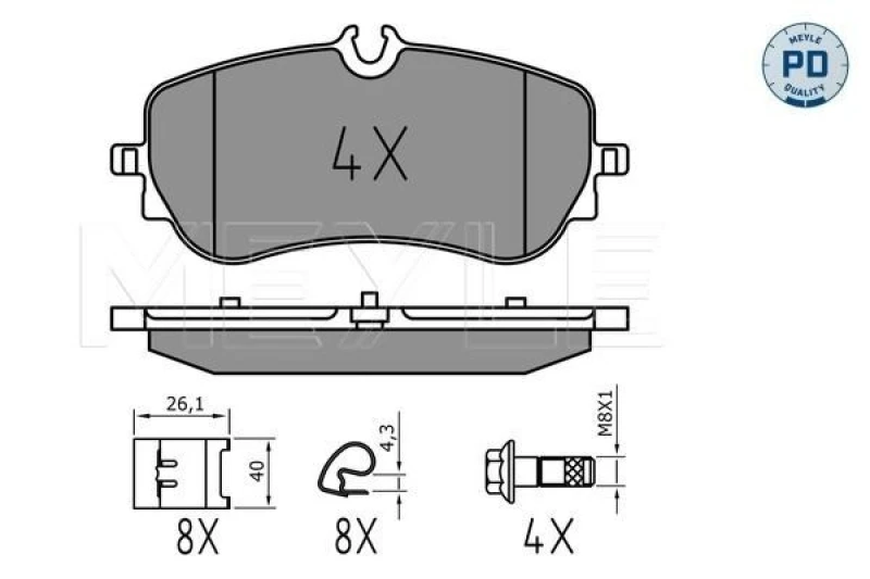 Image of Brake pad set MEYLE 025 228 0219/PD