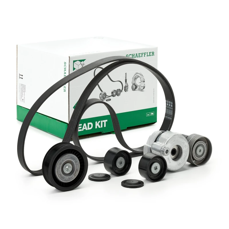 Image of INA 529 0168 10 V-ribbed belt set Check alternator freewheel clutch & replace if necessary V-Ribbed Belt Set (542)