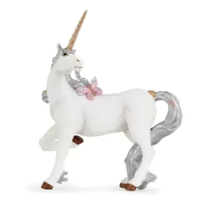 image of PAPO The Enchanted World Silver Unicorn Toy Figure, Three Years or Above, White/Silver (39038)